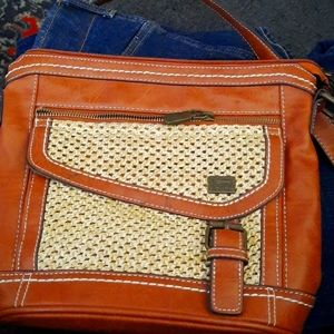 BOC Born Concept Crossbody Handbag  organizer Multiple Pockets  Tan Purse